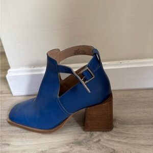 Blue Leather Ankle Boots FREE PEOPLE